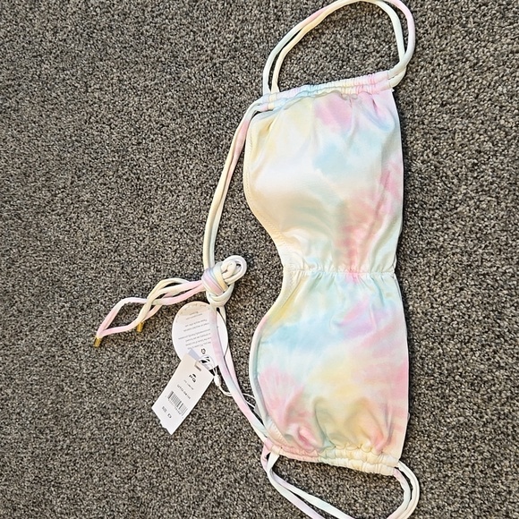 NWT PQ UTO Luna Pastel Tie-Dye Bikini Top Swim Sz D - Picture 2 of 7